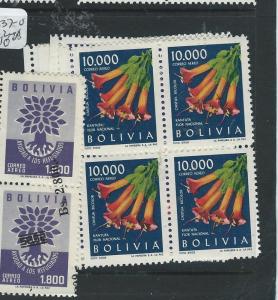 BOLIVIA (P0606B)A/M SCC237-240 FLOWERS BL OF 4,  2 NH