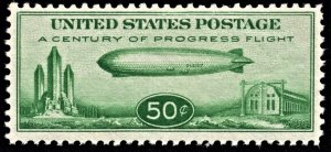 US C18 MNH VF  50 Cent  Graf Zepplin, Federal Building Chicago CV $75