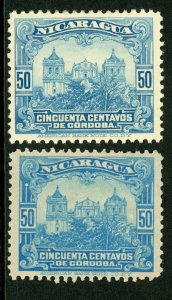 Nicaragua 1914 Cathedral 50¢ Light Blue Rotary+ Flat Plate Printing Mint O385