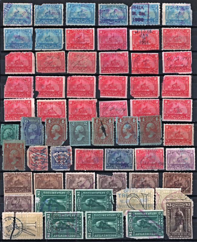 Revenue Stamps: 61 Stamps (1862) Used/All with Faults