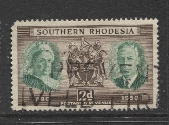 Southern Rhodesia- Scott 73 -KGVI & QV - 1950 - Used - Single 2d Stamp