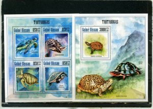 GUINEA BISSAU 2013 FAUNA TURTLES SHEET OF 4 STAMPS & S/S MNH