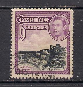 Cyprus 1938 - 51 KGV1 9 pi Towers Famagusta used SG 159 ( L211 )