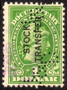 1918, US $1, Stock Transfer, Used, Sc RD12