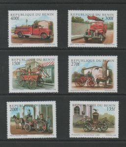 Thematic Stamps Transports - BENIN 1998 FIRE ENGINES 6v mint