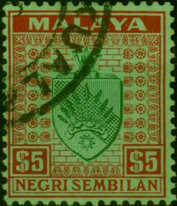 Negri Sembilan 1936 $5 Green & Red-Emerald SG39 Fine Used