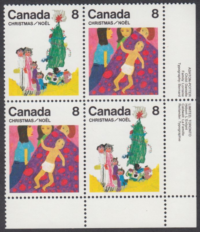 Canada - #677a Christmas Plate Block - MNH