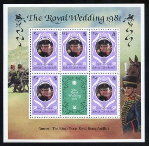 Turks and Caicos 486-88 MLH, Royal Wedding Sheetlets from 1981.