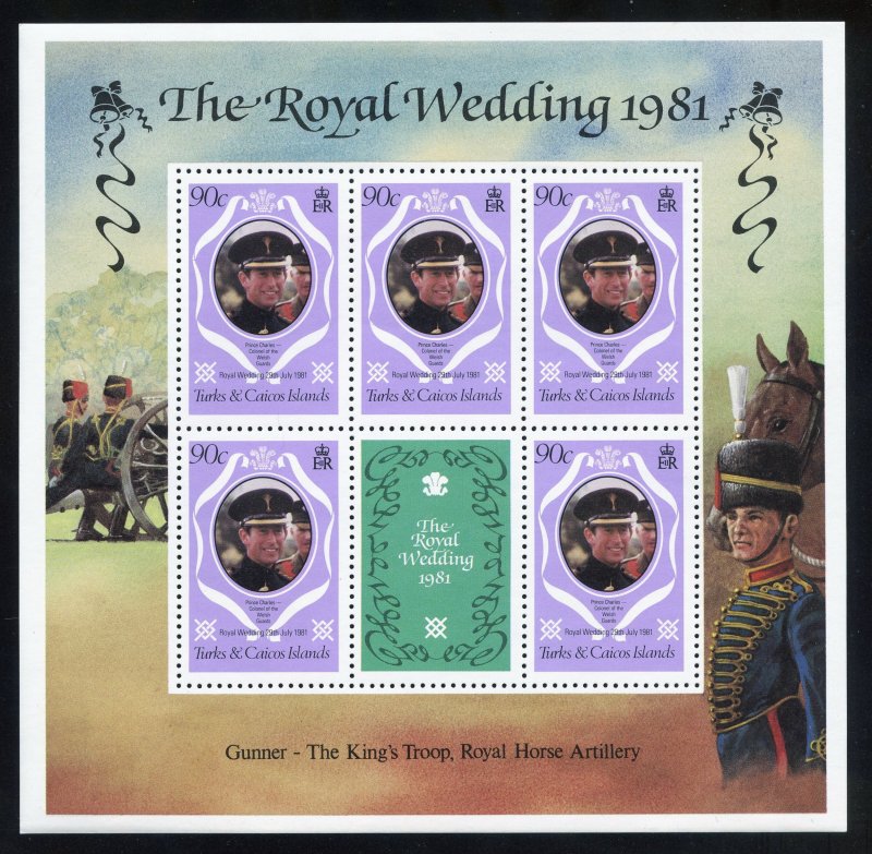 Turks and Caicos 486-88 MLH, Royal Wedding Sheetlets from 1981.