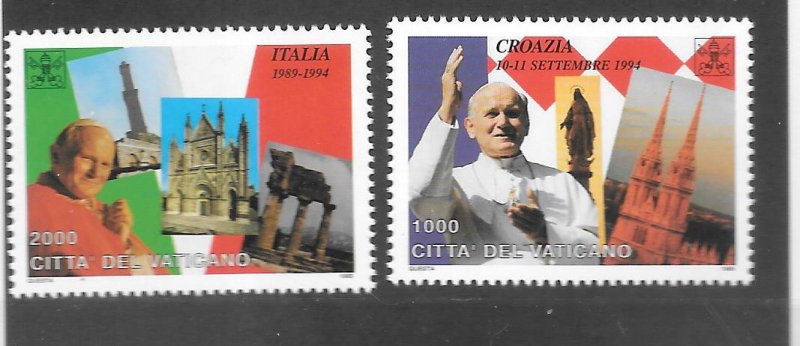 1995 Travels of Pope John Paul II    Sc# 1000-01  MNH