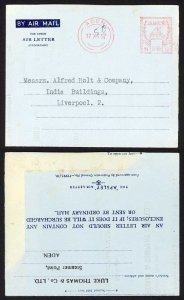 Aden 1957 Meter Franking on Airmail letter to the UK