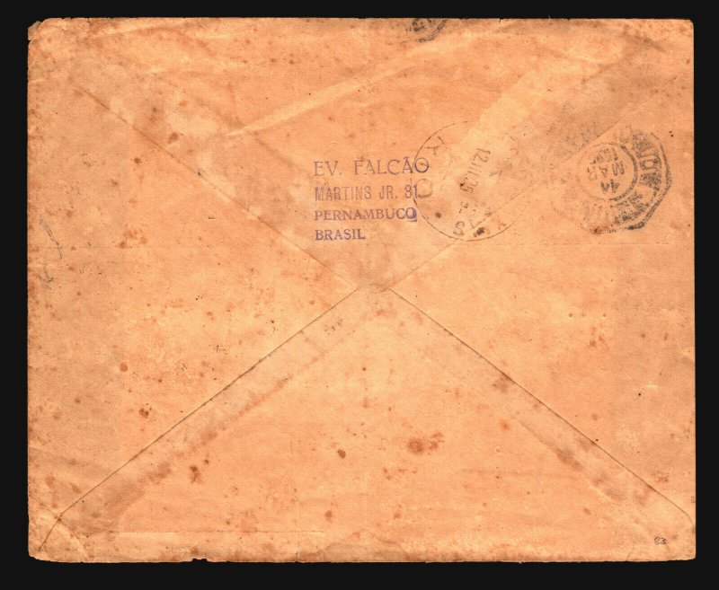 Brazil 1925 Registered Airmail Cover w/ Better - Z19391