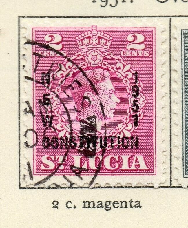 St Lucia 1951 GVI Early Issue Fine Used 2c. Optd NW-154992