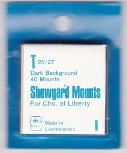 Showgard Stamp Mounts Size T 25/27 BLACK Background Pack of 40 BRAND NEW