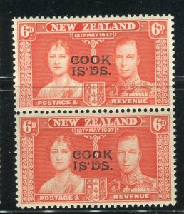 COOK ISLANDS; 1937 early GVI Coronation issue fine Mint 6d. Pair