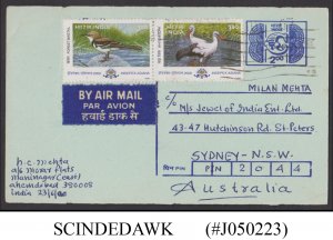 INDIA - 2000 2r POSTCARD TO AUSTRALIA WITH BIRDS STAMPS