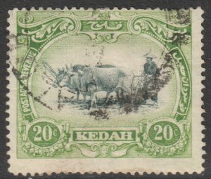 Malaya Kedah Scott 35 - SG31, 1921 Ploughing 20c used