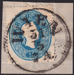 Austria - 1860 - Scott #16 - used on piece - Franz Josef