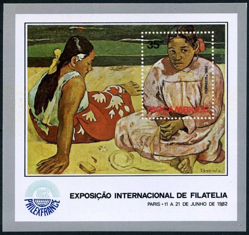 Mozambique 819,as hinged.Mi Bl.14. PHILEXFRANCE-1982.Tahitian Women by Gauguin.