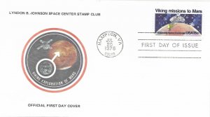 1978 FDC, #1759, 15c Viking Missions to Mars, Johnson Space Center Stamp Club