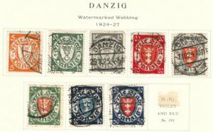 Danzig Scott 170-187 used  1924 short stamp set CV$15