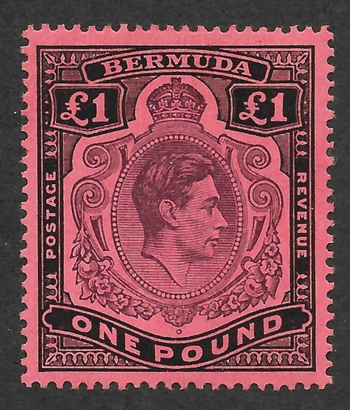 Doyle's_Stamps: MH 1942 Bermuda 1-Pound King George VI Postage Stamp, #128b*