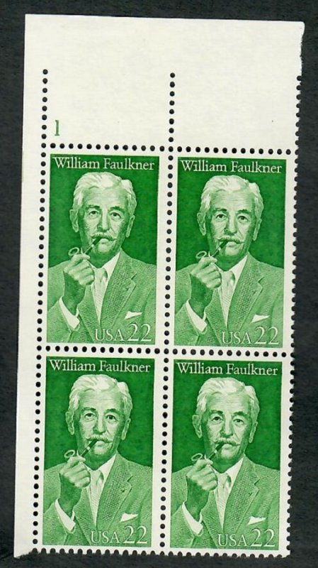 2350 William Faulkner MNH Plate block - UL