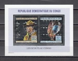 Congo, Dem., Mi cat. 1790, BL194 A. Scout & Minerals, Silver Foil s/sheet.