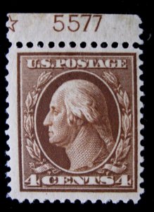 US - SCOTT# 377 - PLATE# SINGLE - MNH - CAT VAL $100.00