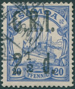 Samoa 1914 2½d on 20pf ultramarine No fraction bar SG104a used