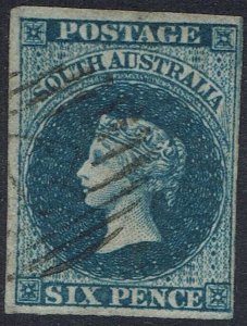 SOUTH AUSTRALIA 1855 QV 6D IMPERF LONDON PRINTING USED 