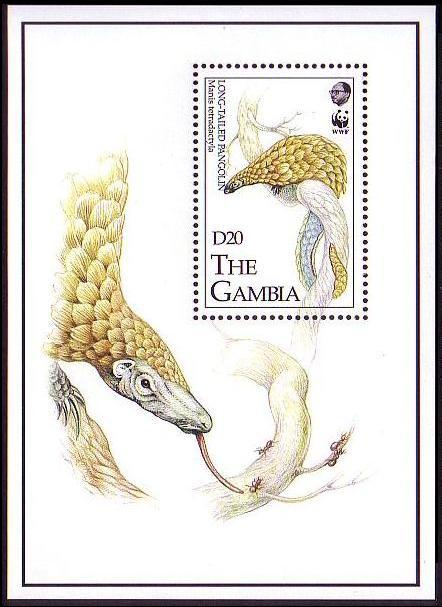 Gambia WWF Long-tailed Pangolin Miniature Sheet SG#MS1499 MI#Block 187