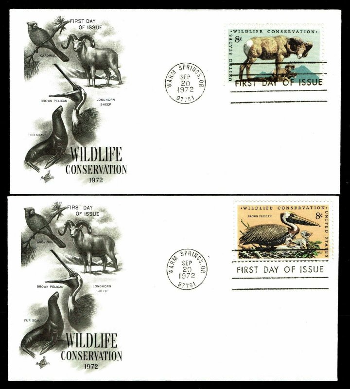 US.#1464-67 Wildlife Conservation  Set of 4 First Day Covers (ESP#067)