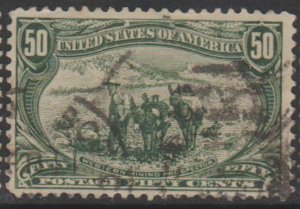 U.S. Scott #291 Mining Prospector - Trans-Mississippi Stamp - Used Single - IND