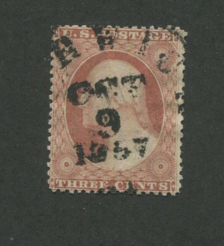 1857 United States Postage Stamp #25A Used F/VF Position 49L2L Certified