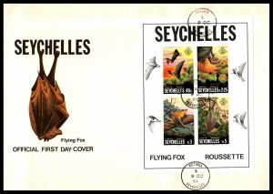 Seychelles 482a Flying Fox Souvenir Sheet U/A FDC