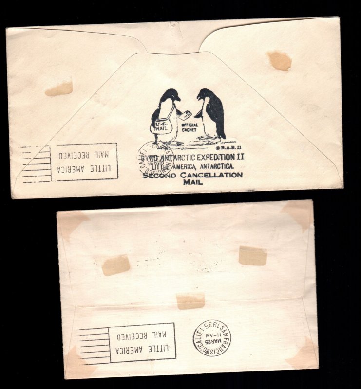 US 733 used antarctica covers 2 diff