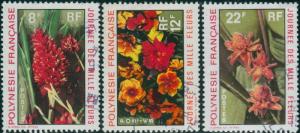 French Polynesia 1971 Sc#264-266,SG134-136 Flowers set FU