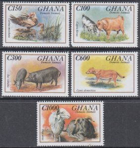 GHANA Sc # 1618-9,22,24,26 INCPL MNH SET of 5 - DOMESTIC ANIMALS