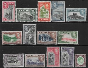 CEYLON SG386/97a 1938-49 DEFINITIVE SET MTD MINT