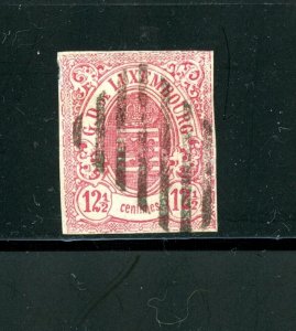 Luxembourg #8 (LU360) Coat of Arms 1859 imperforated issue, U, F-VF, CV$160.00
