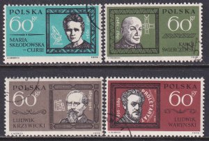 Poland 1963 Sc 1152-5 Famous Poles Stamp CTO