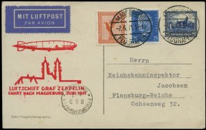 Germany, Zeppelin Flights, 1931 Magdeburg Flight picture post card