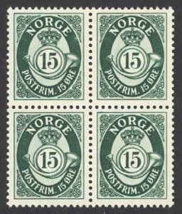 Norway Sc# 308 MNH block/4 1950-1951 15o Post Horn