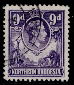 NORTHERN RHODESIA GVI SG39, 9d violet, FINE USED. Cat £18.