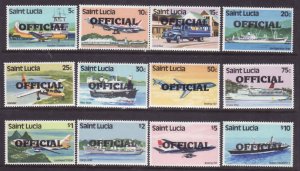 St Lucia-Sc#O1-O12-unused NH Official set-Transportation-Planes-Ships-1983-