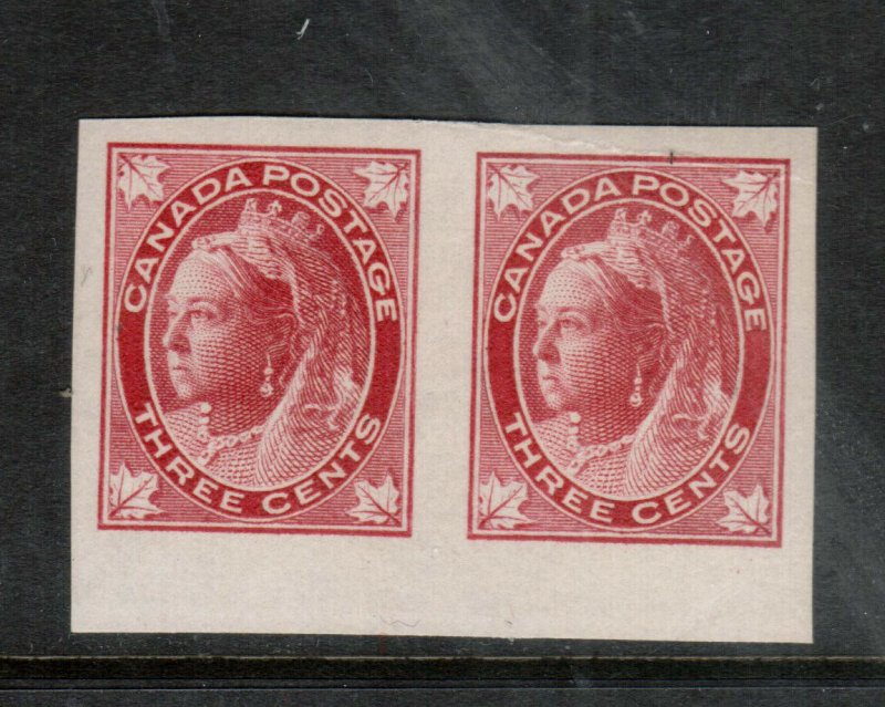 Canada #69a Extra fine Mint Imperf Pair Full Original Gum Never Hinged