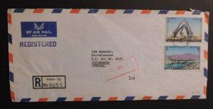 1975 Airmail Cover Registered Dubai United Arab Emirates to Copenhagen Denmark