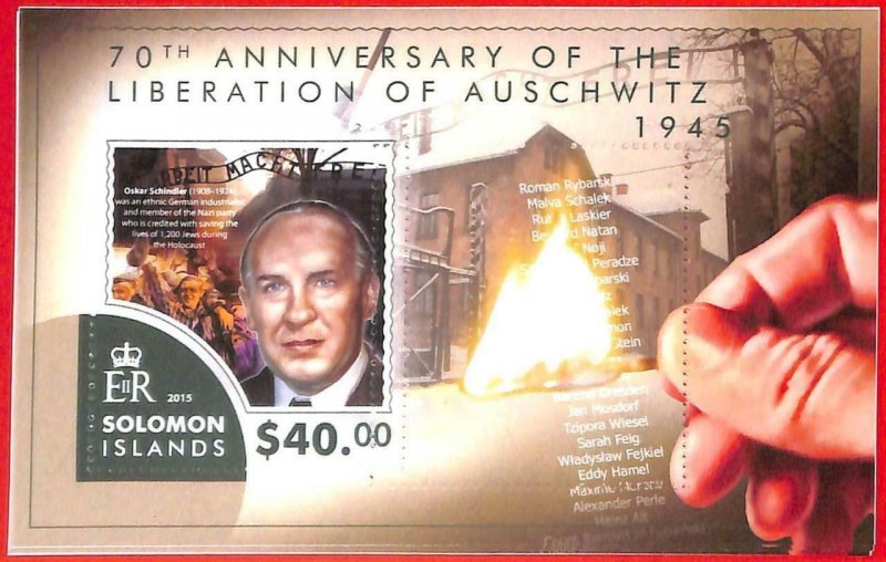 A4886 - SOLOMON IS. - ERROR MISPERF stamps: 2015 Auschwitz JUDAICA Schindler