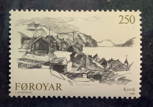 Faroe Islands 1982 Scott 85 MNH - 250o,  Faroese villages, Kvivik